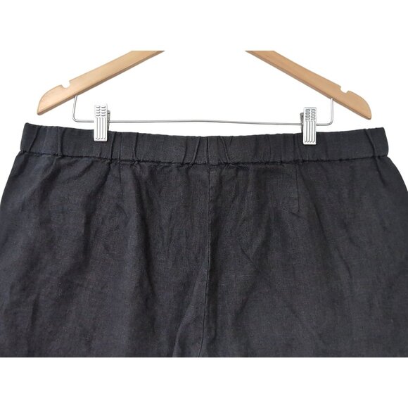 J Jill Love Linen Cropped Wide Leg Pants Womens XL Black Pull On Capsule Travel - Picture 4 of 11